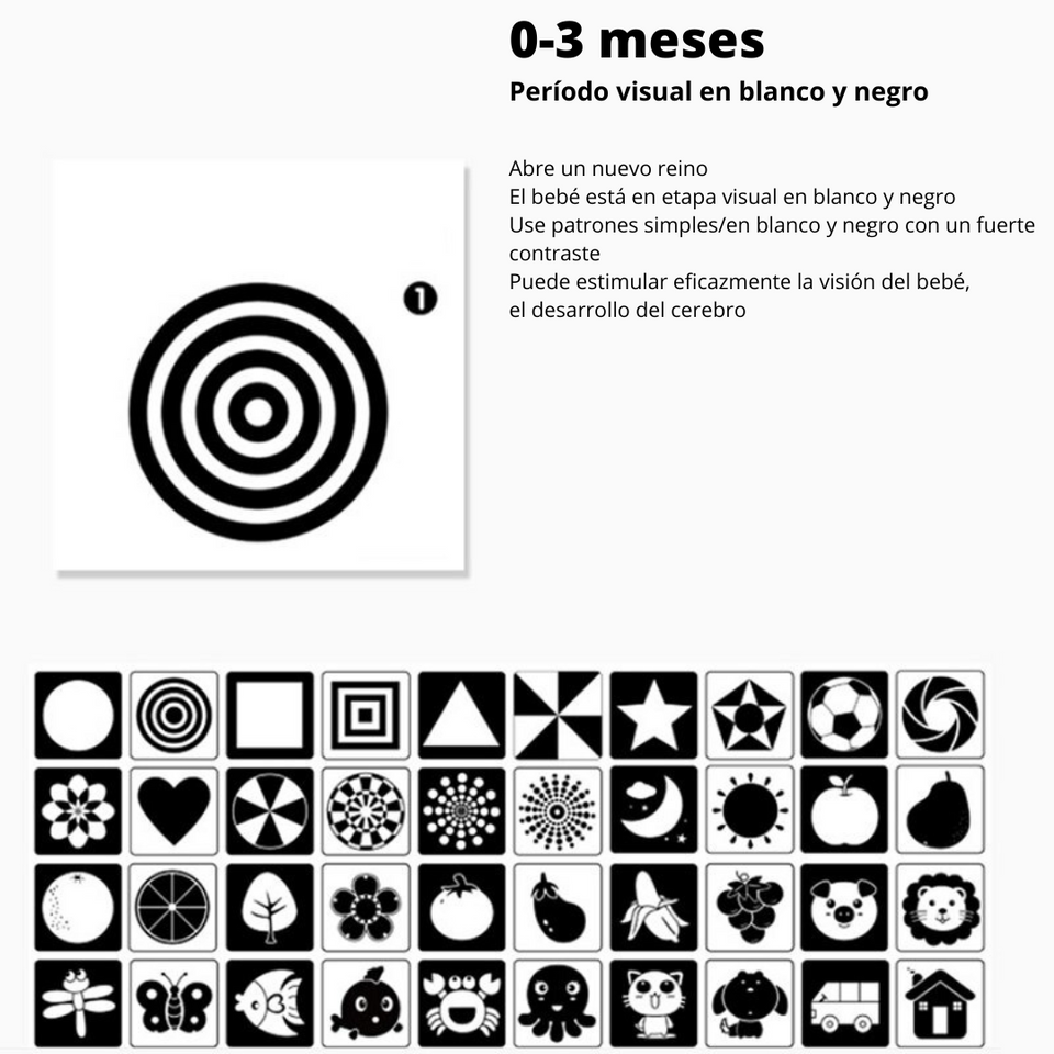 Tarjetas sensoriales visuales para el desarrollo del cerebro del bebé