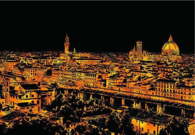 Scratch Painting  - Cities of the world 40,5x28,5 CM